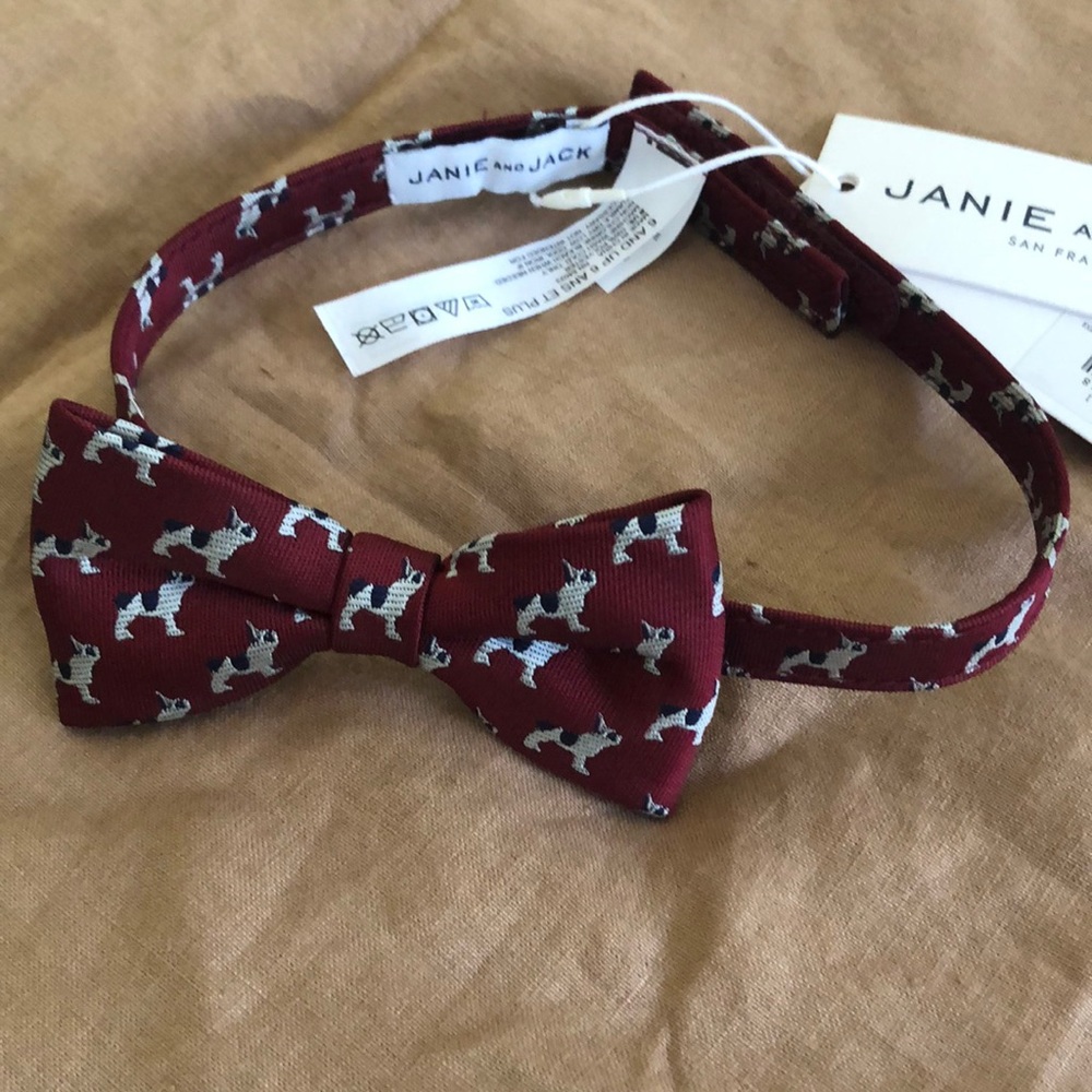 Janie and Jack bow tie with dog print design, NWT